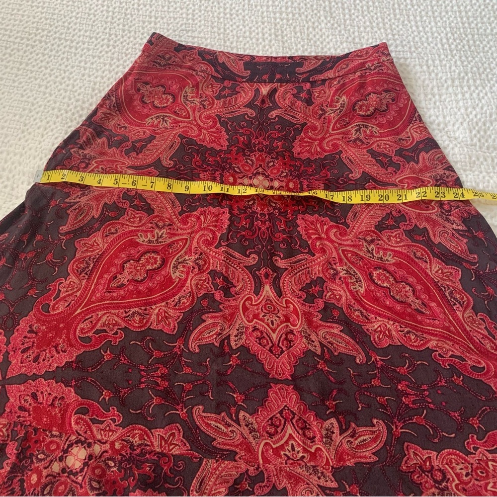 Free People „At the Shore“ boho midi A-line skirt. Red and pink tones; paisley - Picture 8 of 8